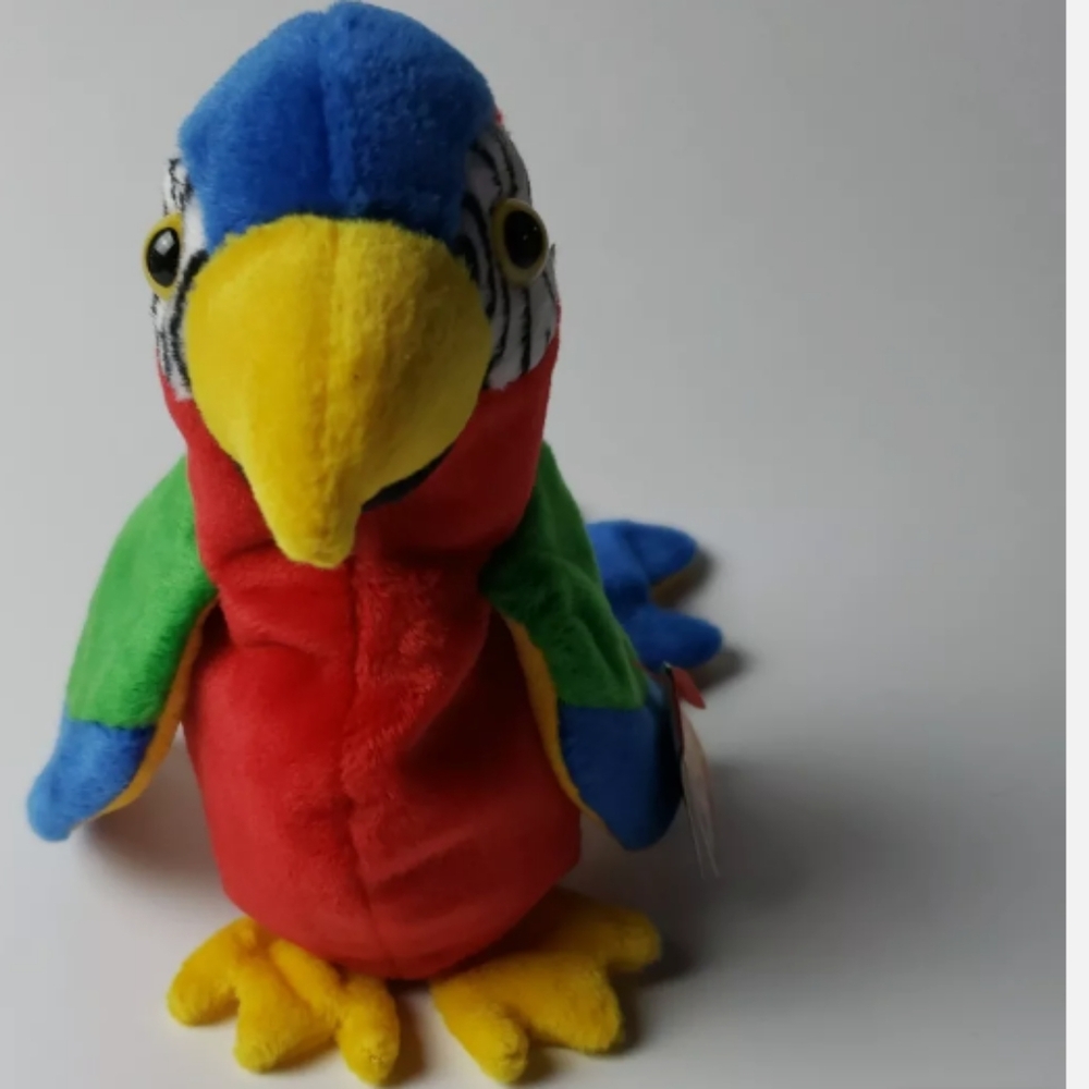 Ty Red and Green Parrot Plush Toy